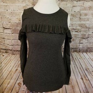 micheal kors womens open shoulder grey sweater